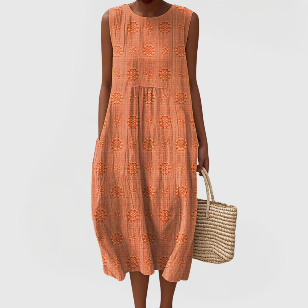 Mia | Elegant Dress with Pockets Orange