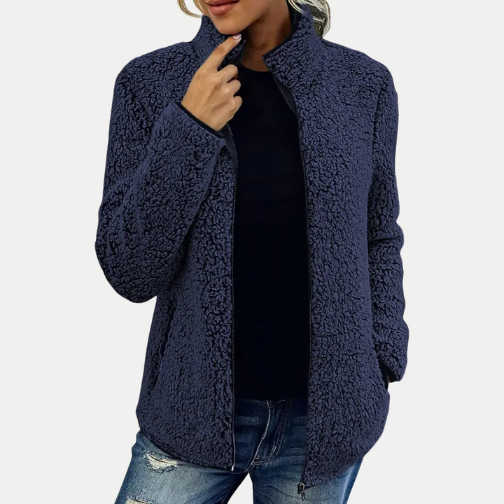 Martha | Warm Comfortable Fleece Jacket Navy Blue