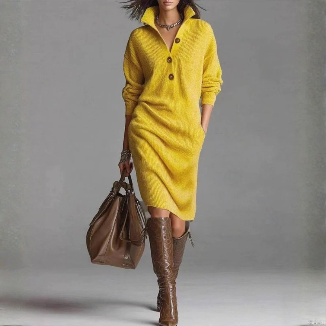 Zoe | Warm Knit Dress Yellow