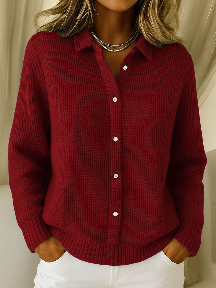 Elaine | Classic Knit Button Cardigan Red