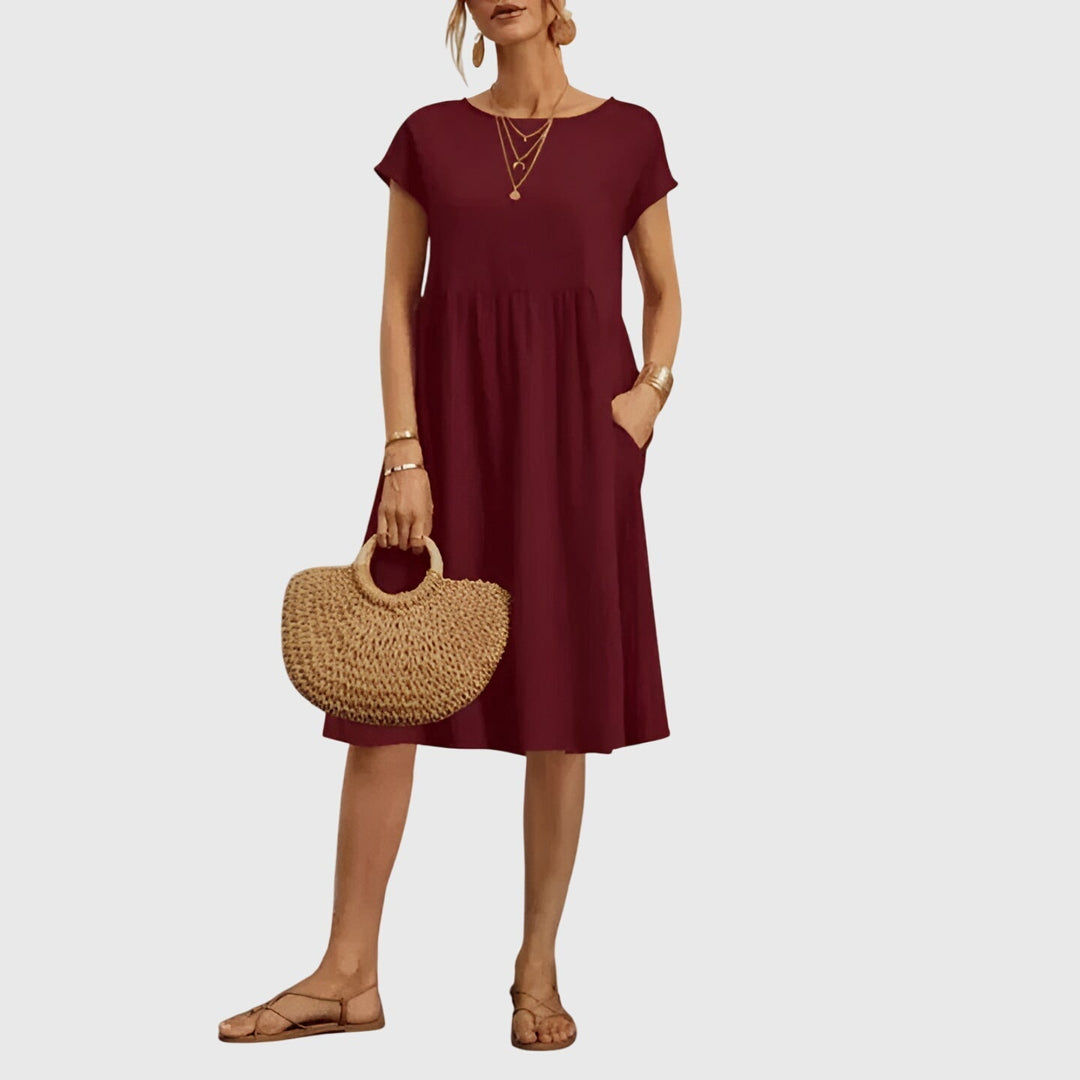 Reba | Elegant Spring Dress Burgundy