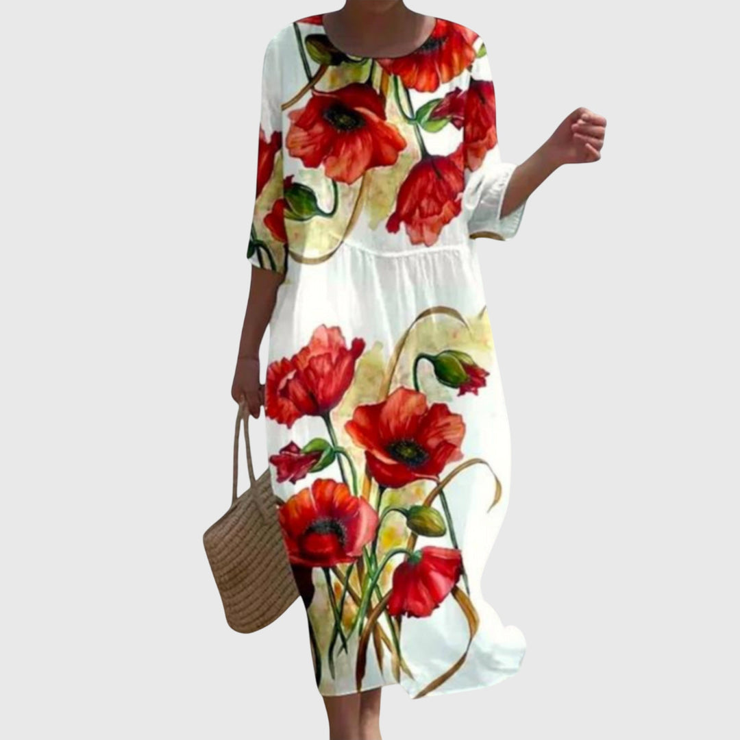 Ruth | Stylish Floral Maxi Dress Red