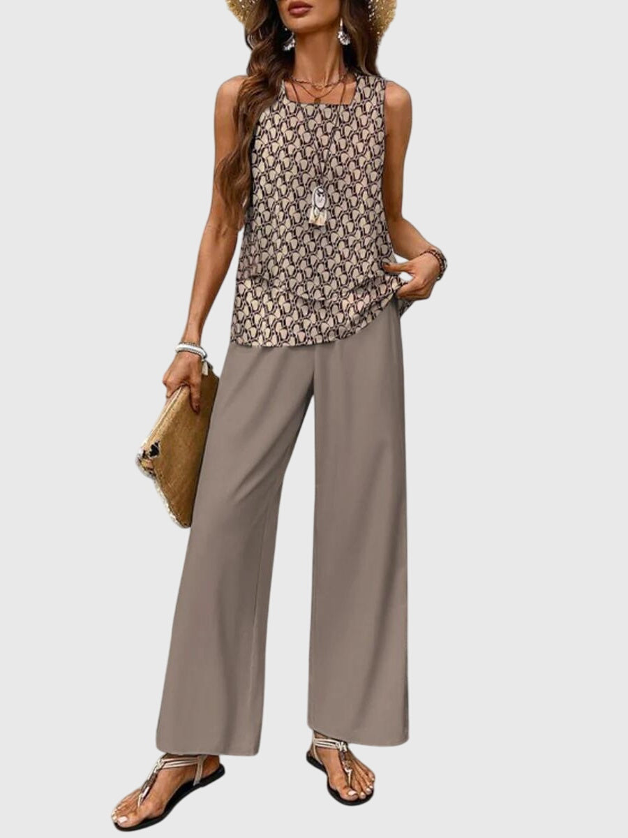 Jana | Elegant 2-Piece Summer Set Khaki