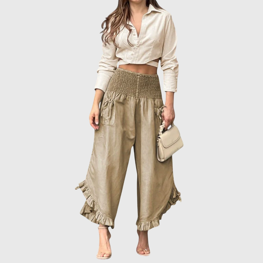 Clara | Casual Pants with Fashionable Pleats Beige