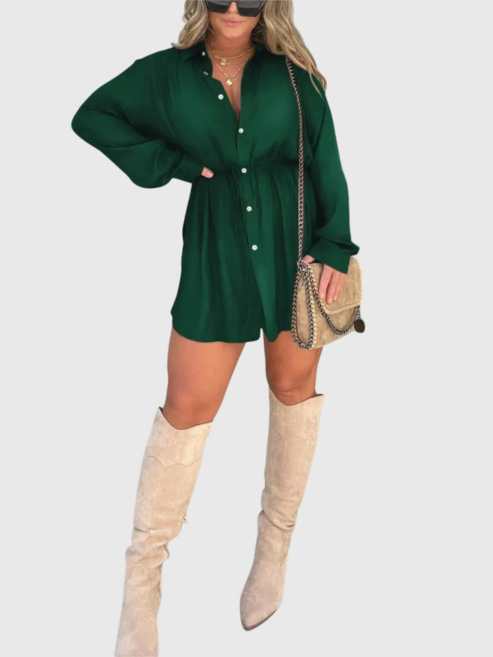 Faye | Elegant Romper Dress Green