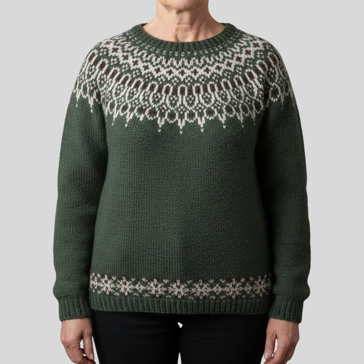 Lana | Elegant Vintage Crew Neck Green