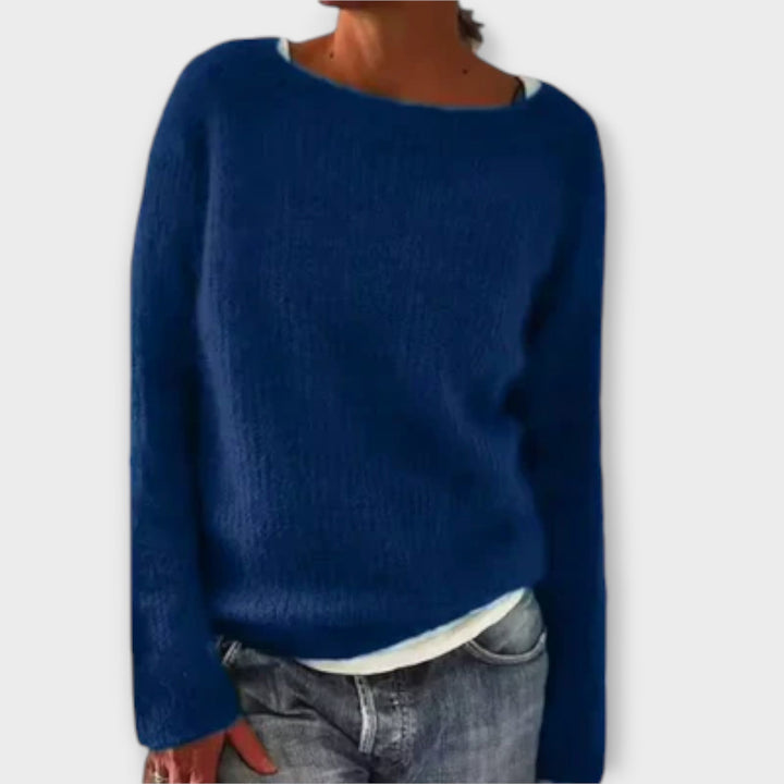 Regine | Solid Colour Knitted Jumper Blue