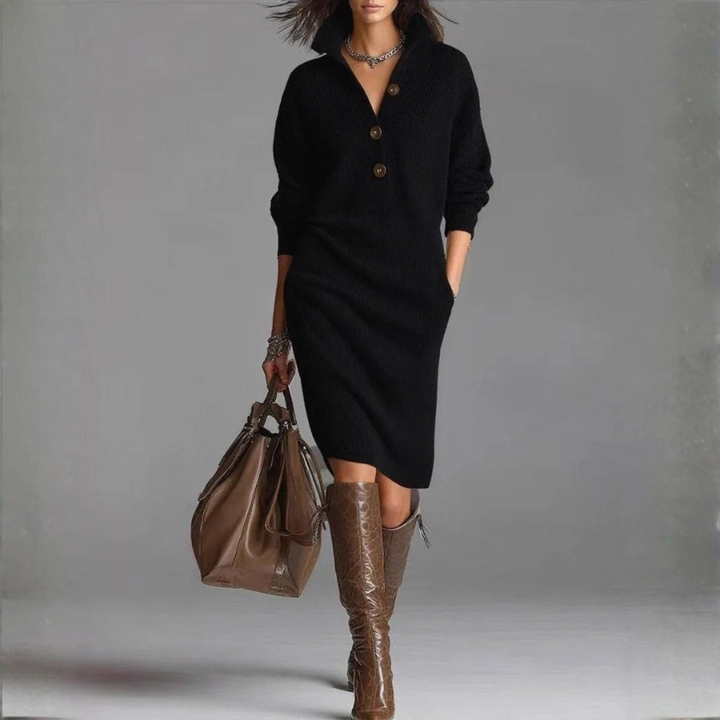 Zoe | Warm Knit Dress Black