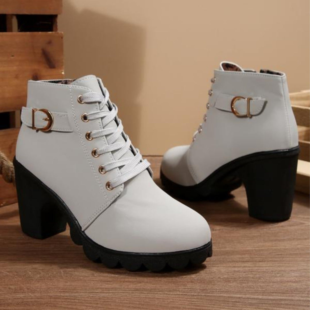 Mira | Stylish Block Boots Grey