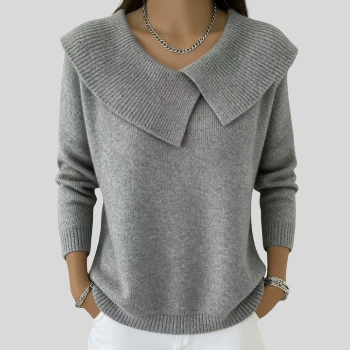 Lucia | Cozy Sweater with a Soft Collar Grey