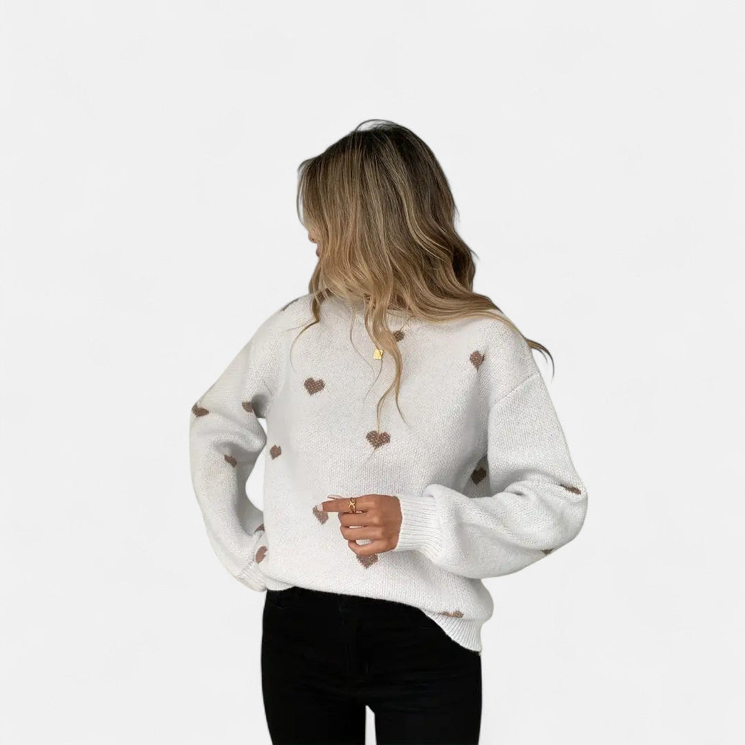 Isla | Hearts Jumper White