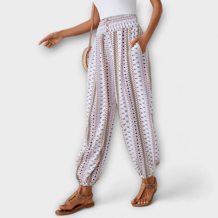 Emily | Ethnic Graphic Pants White