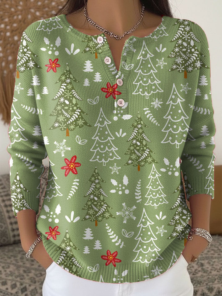 Sofie | Christmas Sweater with Buttons Green