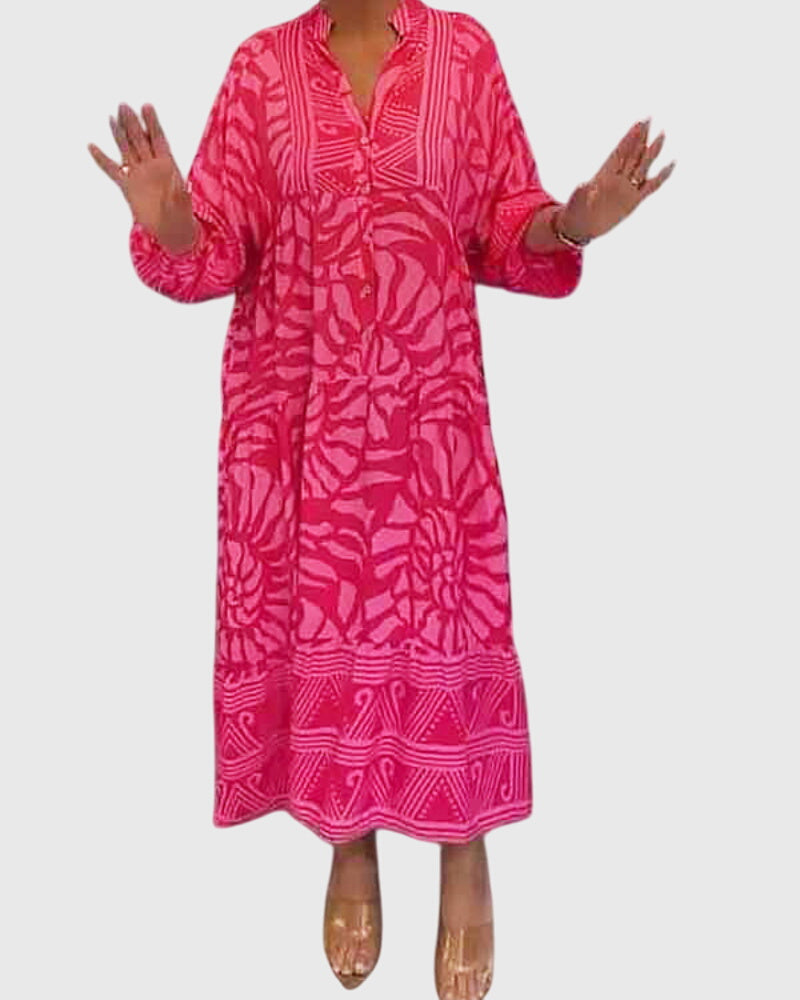 Marissa | Maxi Dress With Elegant Print Pink