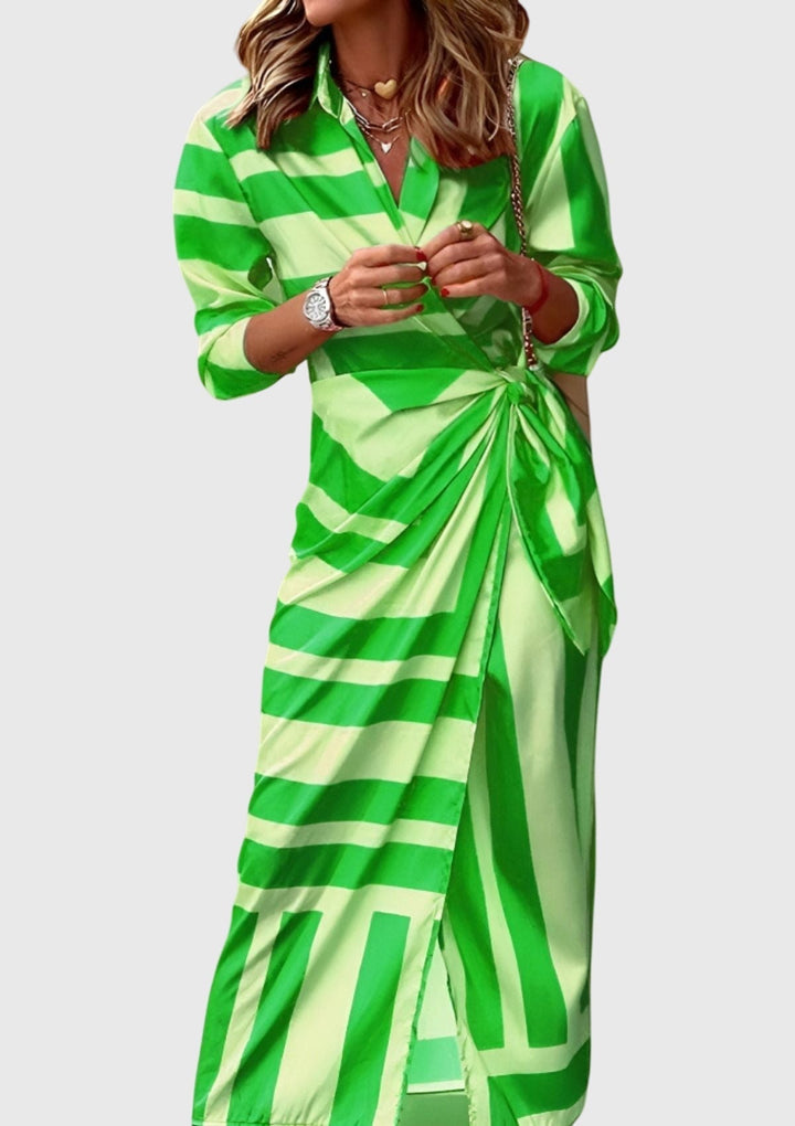 Fee | Elegant Wrap Dress with Print Green