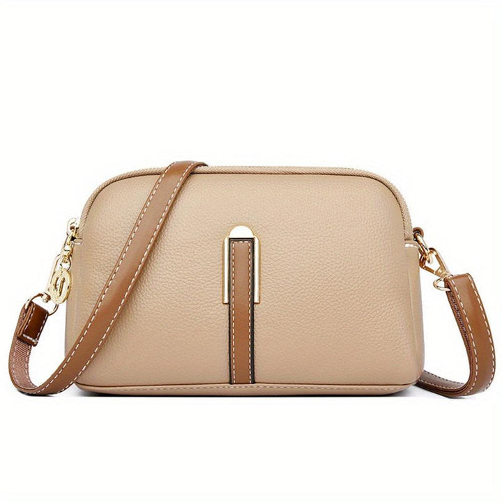 Mila Litchi Embossed Crossbody Bag Khaki