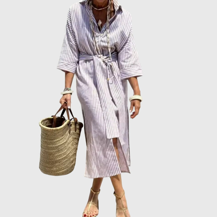 Jada | Classic Striped Dress Gray