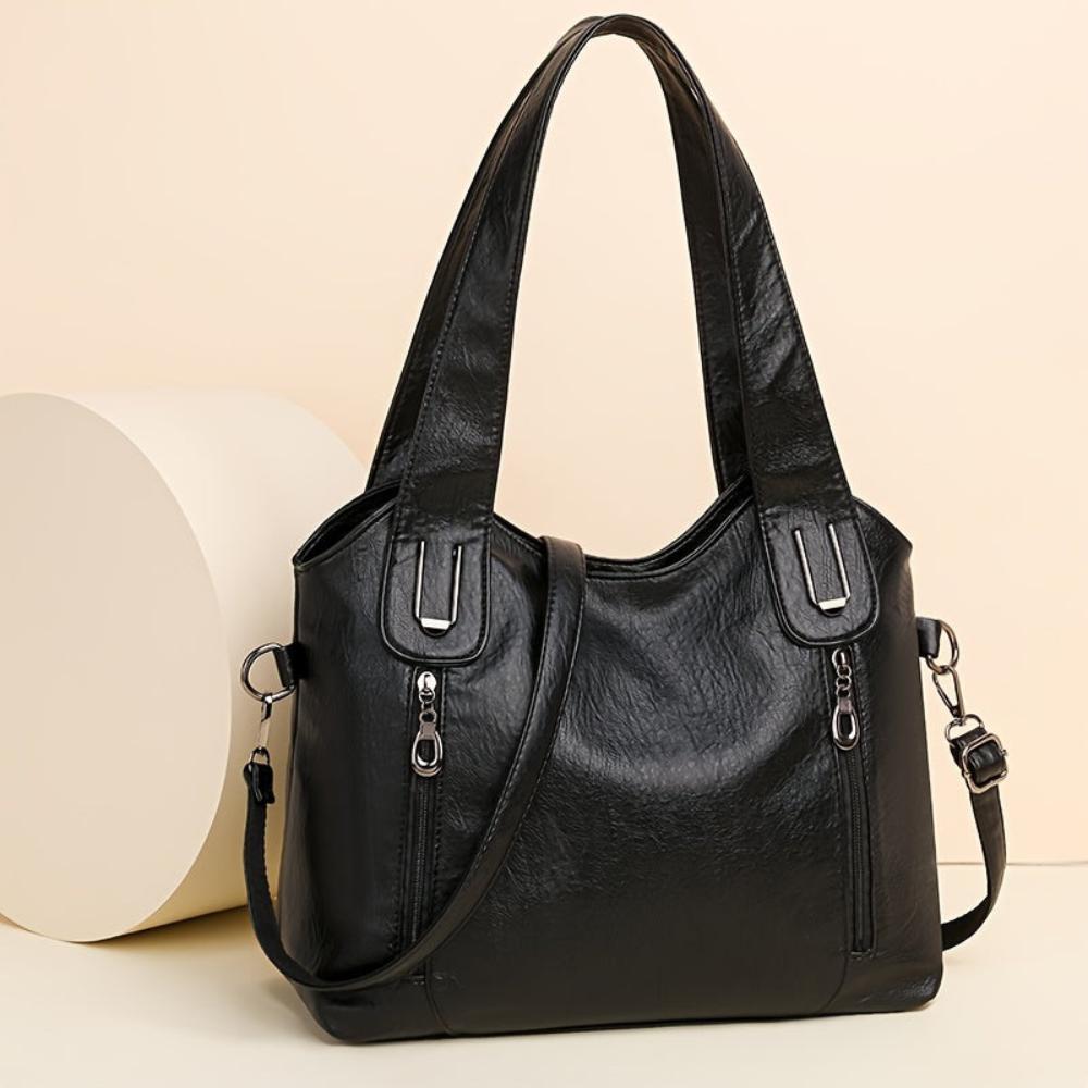 Emma Retro Tote Shoulder Bag Black