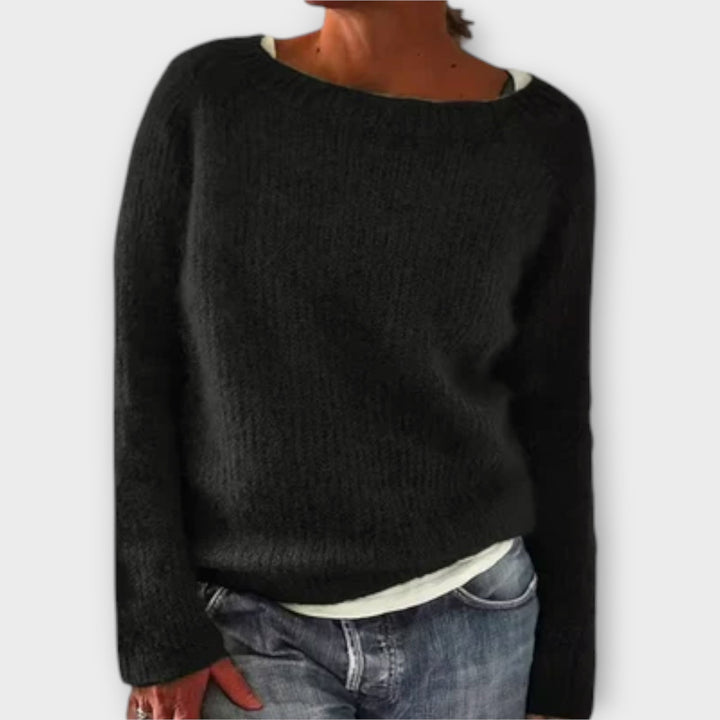 Regine | Solid Colour Knitted Jumper Black