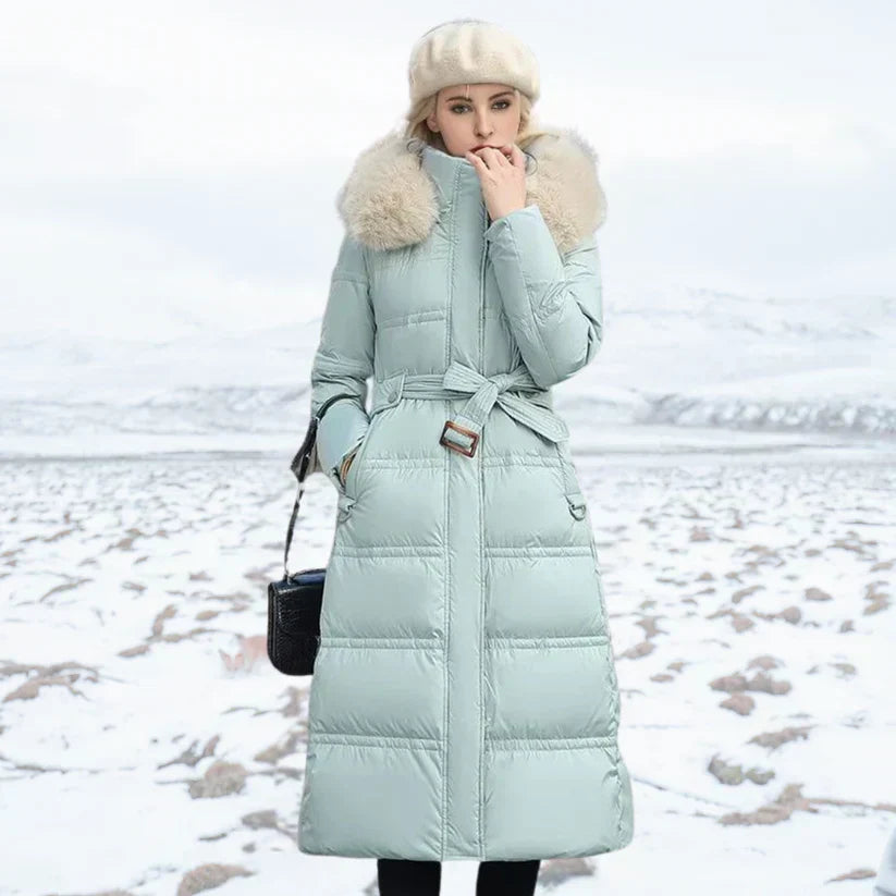 Signy | Winter Parka with Fur Hood Frosted Mint and White