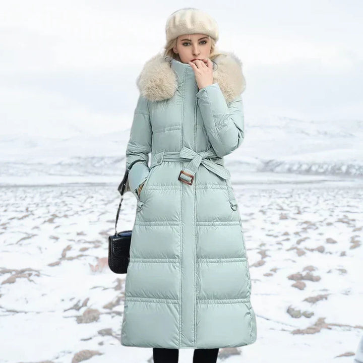 Signy | Winter Parka with Fur Hood Frosted Mint and White