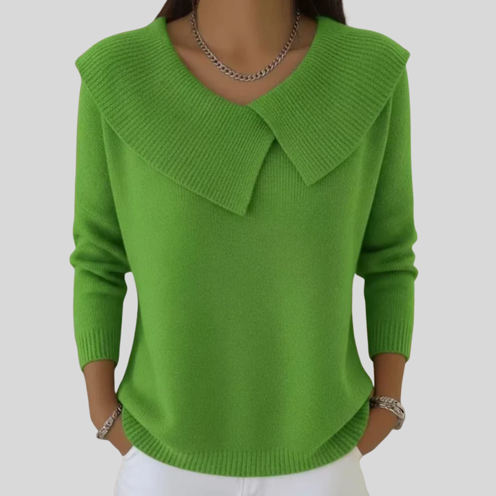 Lucia | Cozy Sweater with a Soft Collar Light Green