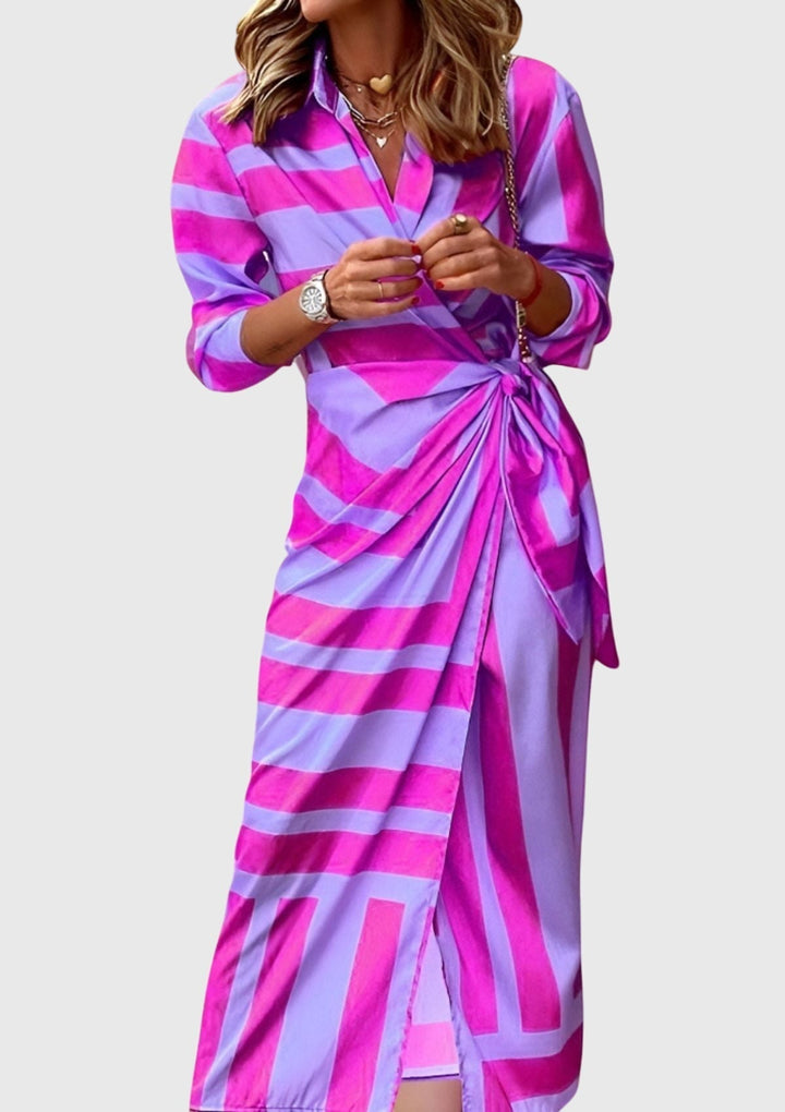 Fee | Elegant Wrap Dress with Print Purple
