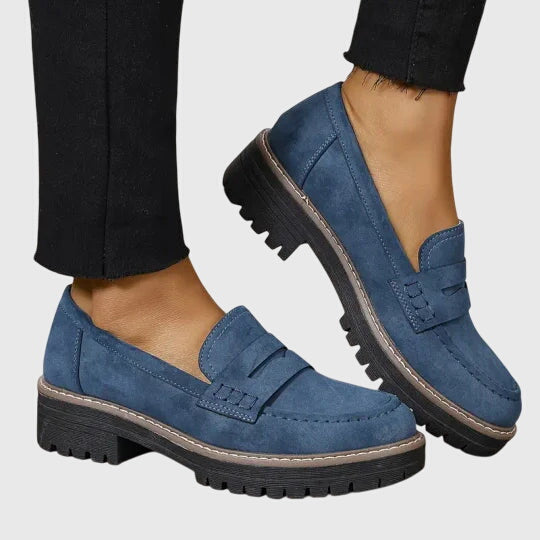 Melania | Timeless Suede Loafers Blue