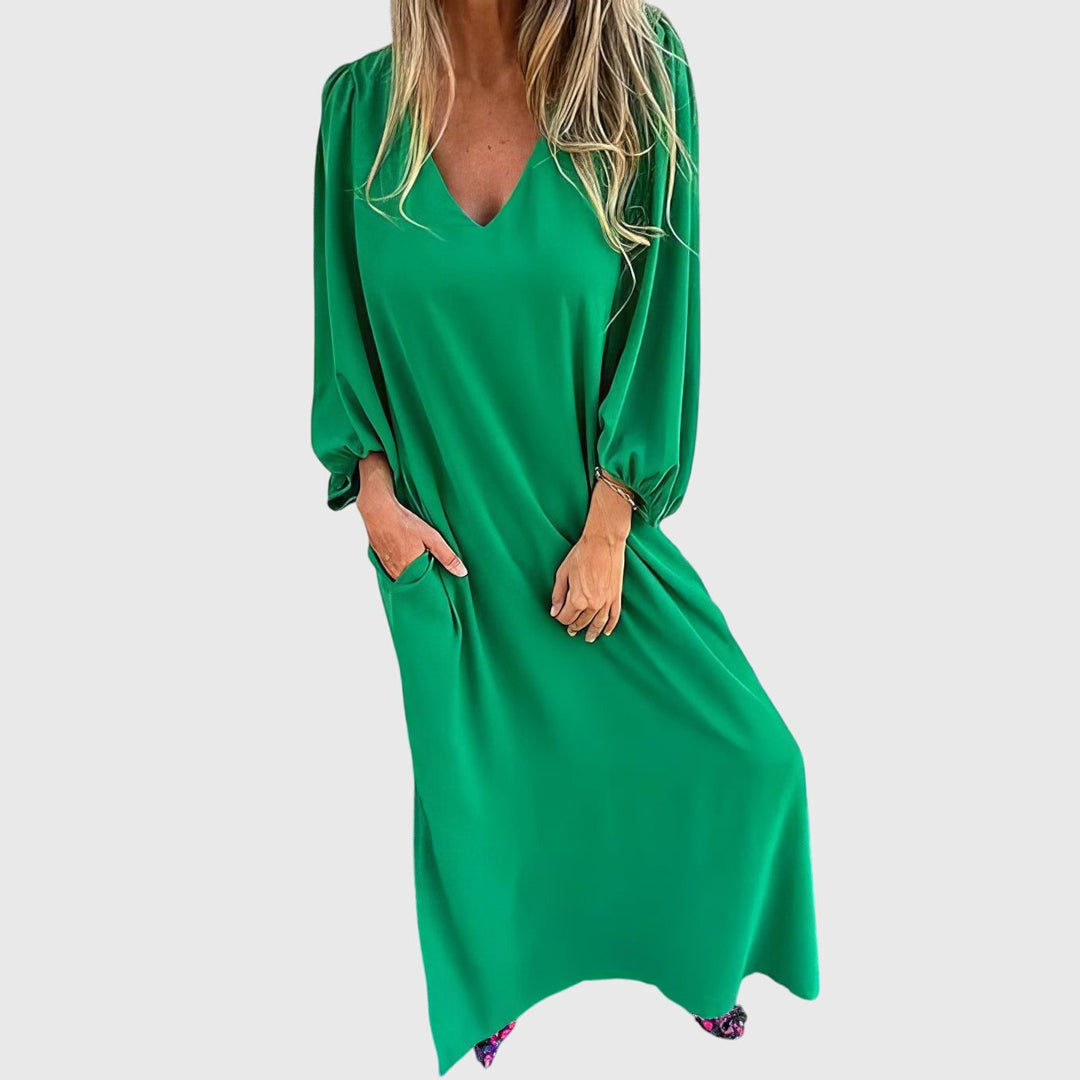 Vanessa | Long Boho Dress with Pockets Green