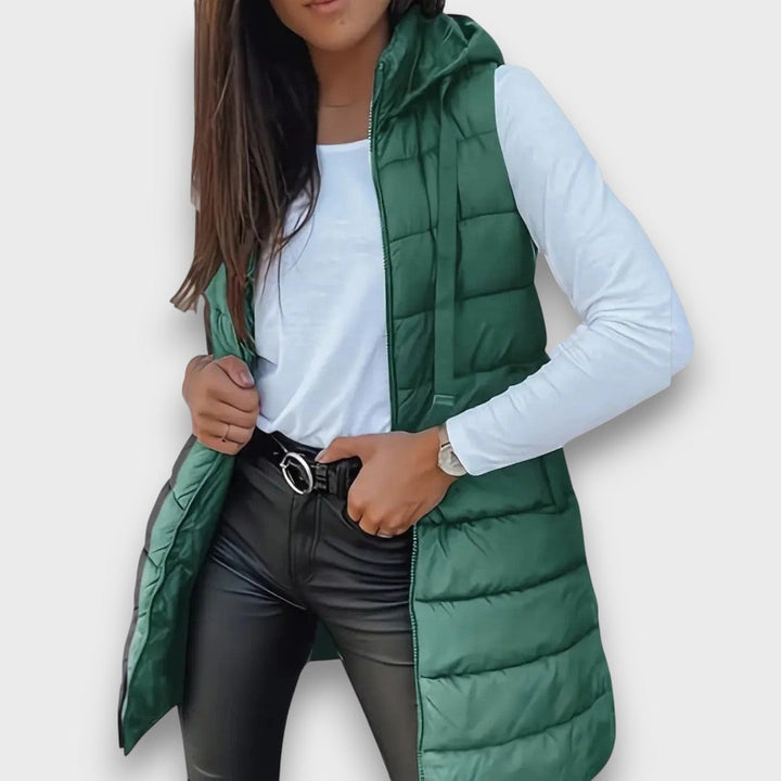 Kaira | Casual Sleeveless Hooded Puffer Vest Green