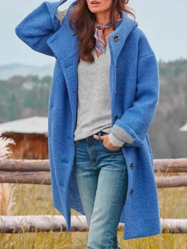 Amelie | Stylish Long Winter Coat Blue
