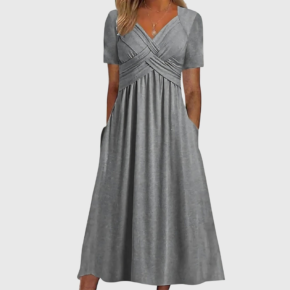 Veronica | Midi Dress with Tummy Control Gray
