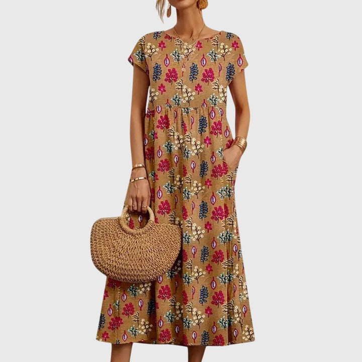 Vicki | Chic Floral Dress Khaki