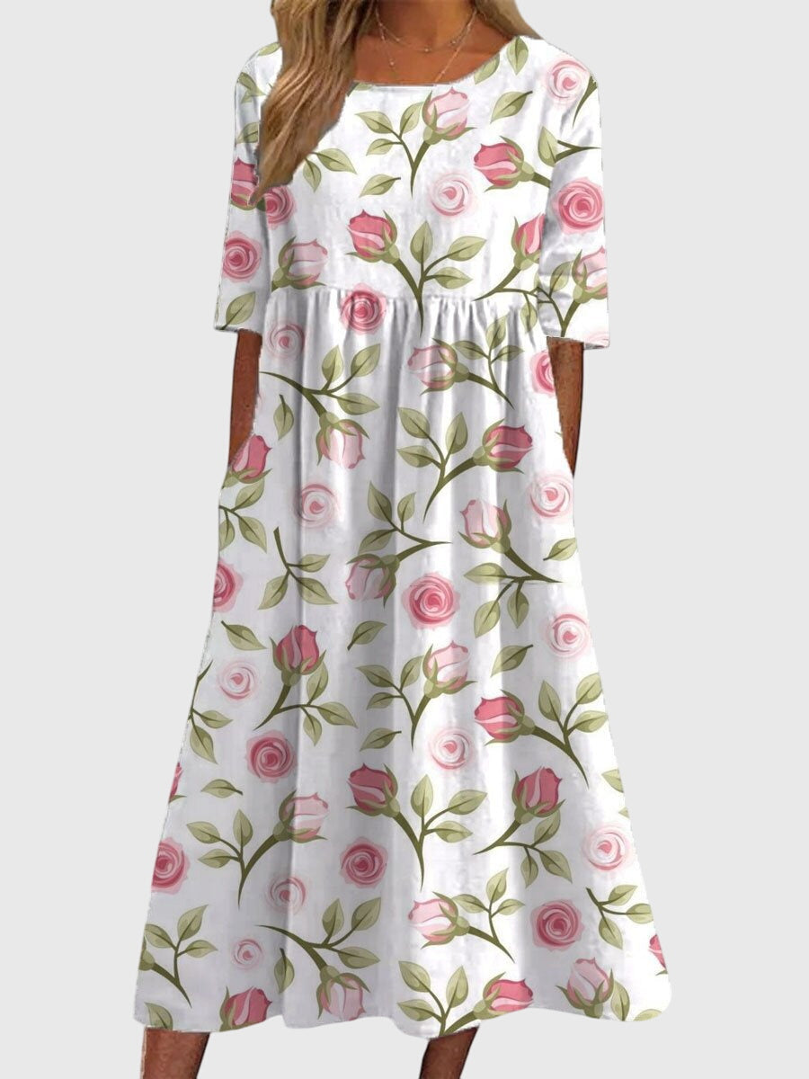 Marleen | Flattering Dress White Pink