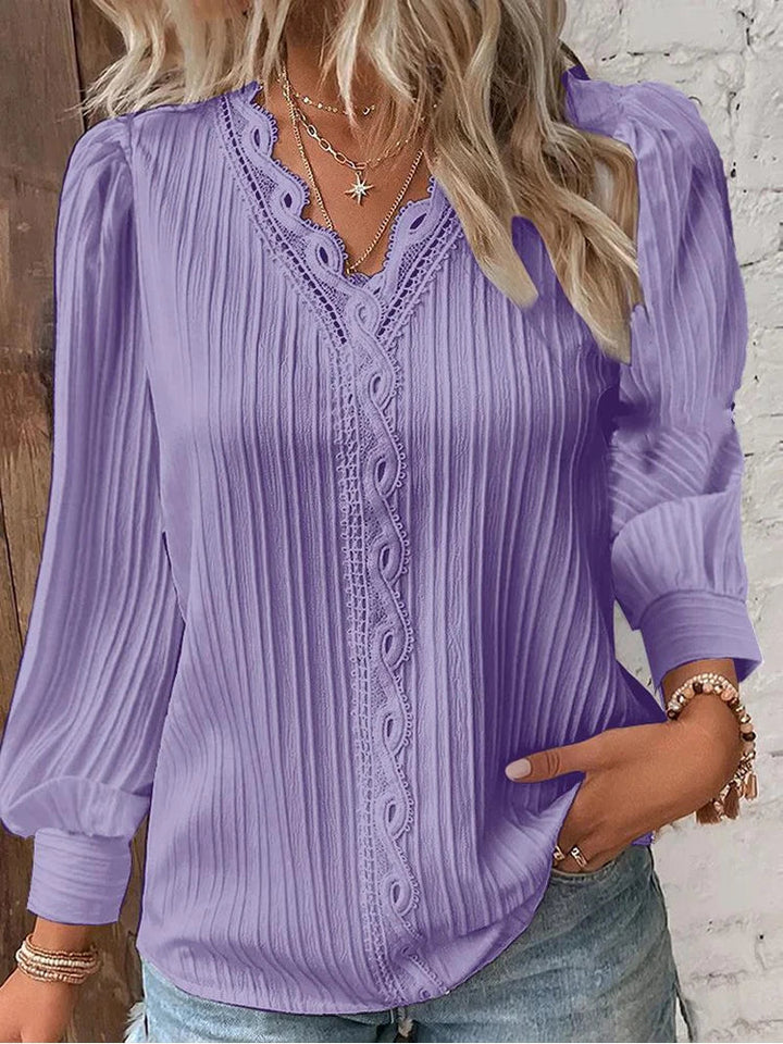 Cathrine | Blouse with Long Sleeves and V-Neck Purple