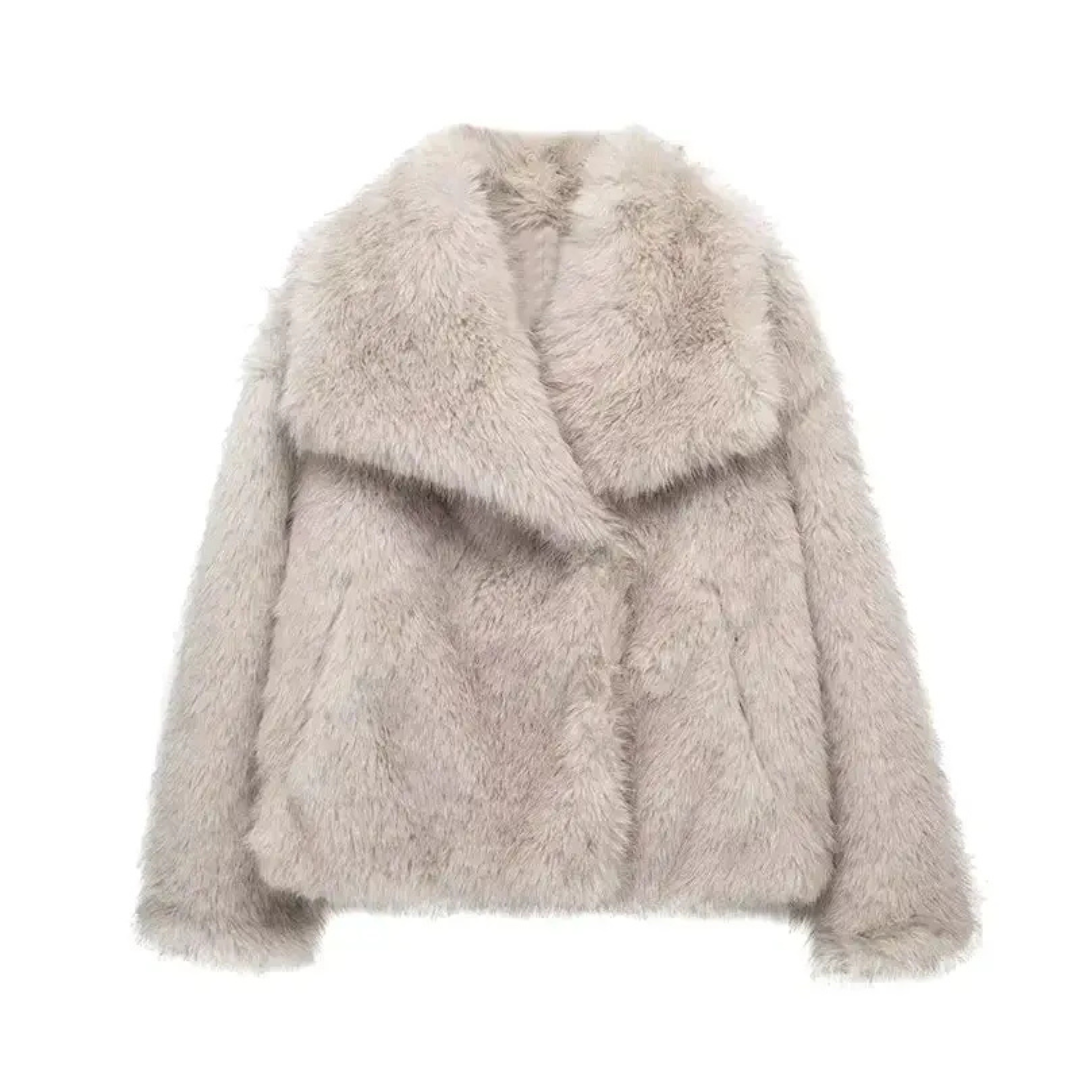 Vibeke | Fur Effect Coat Beige
