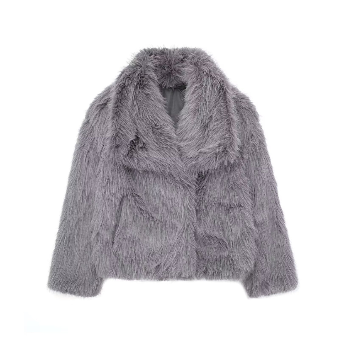 Vibeke | Fur Effect Coat Gray