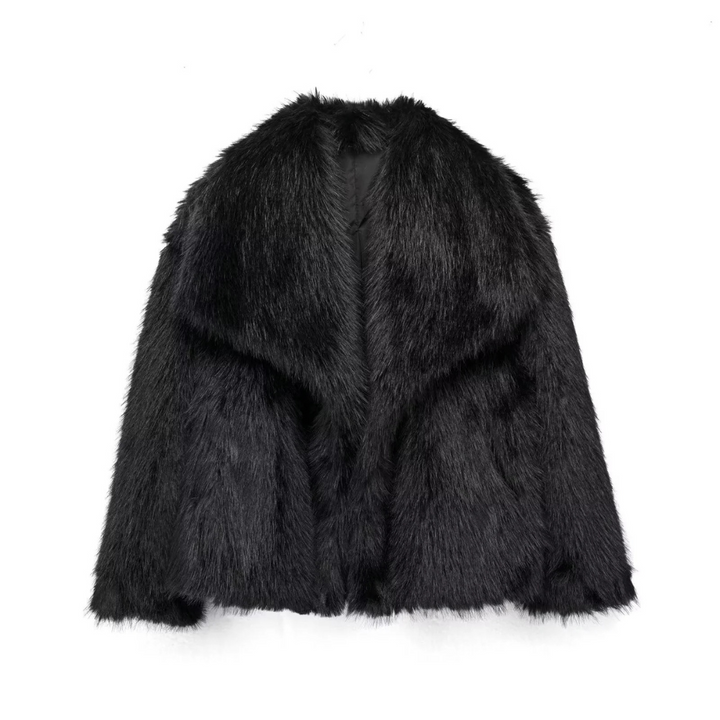Vibeke | Fur Effect Coat Black