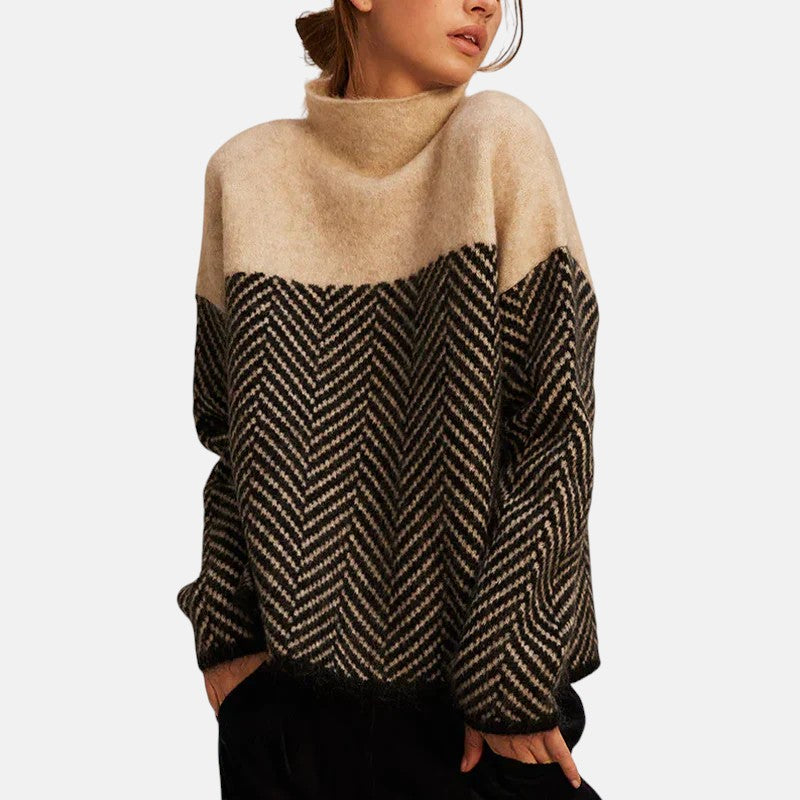 Eva | Herringbone Knit Jumper Beige