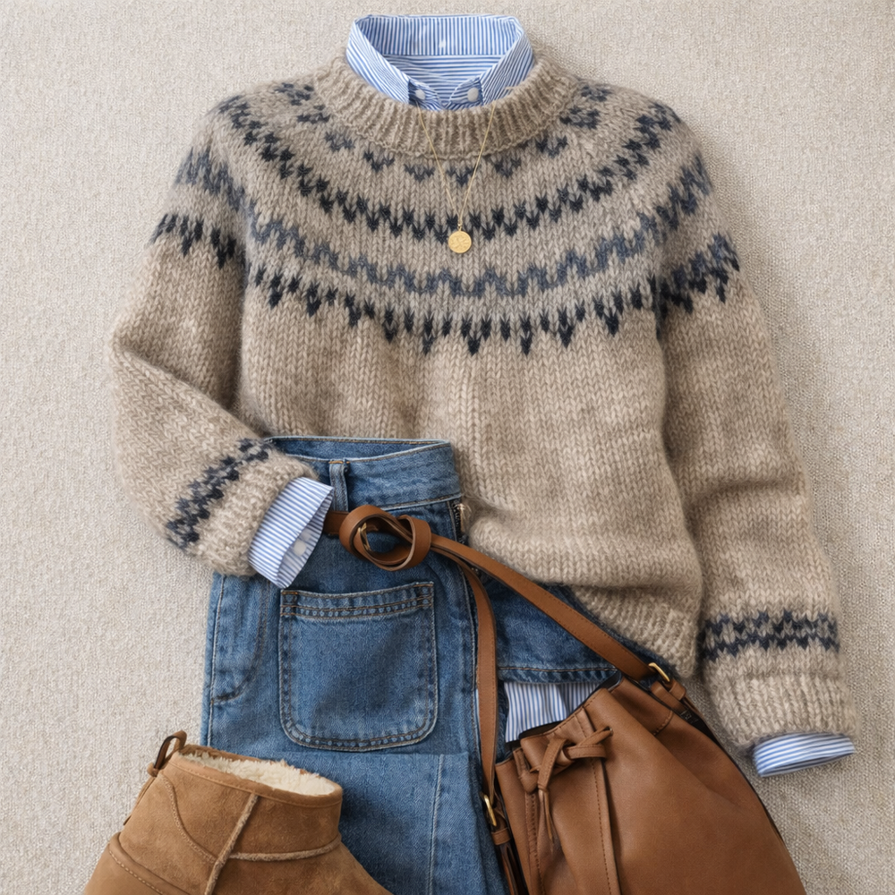 Ellen | Heritage Nordic Knit Sweater Grey
