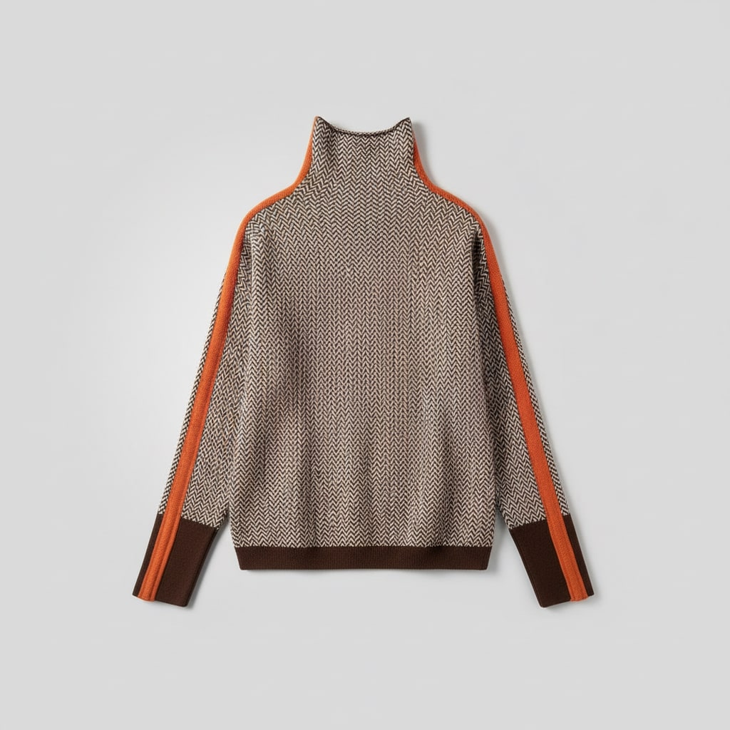 Elara | Roll Neck Jumper with Contrasting Stripes