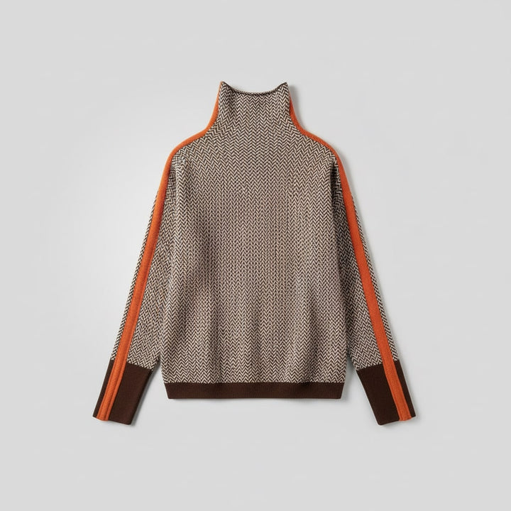 Elara | Roll Neck Jumper with Contrasting Stripes