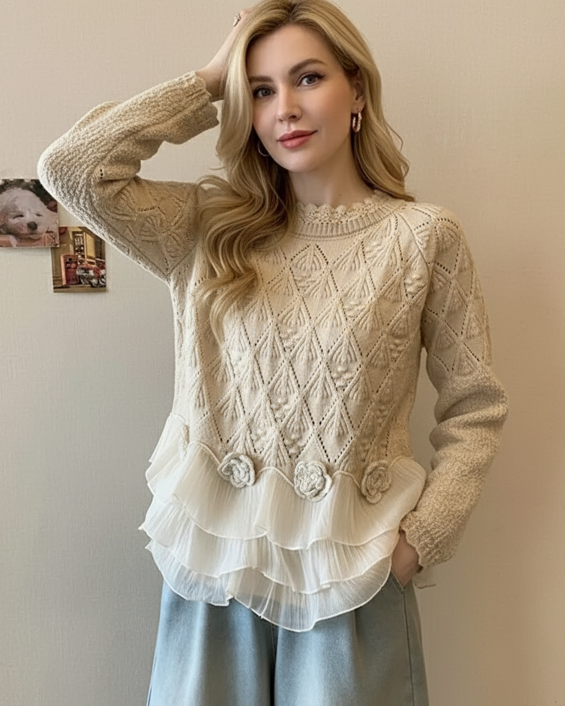 Taylor | Ruffle Cardigan Cream
