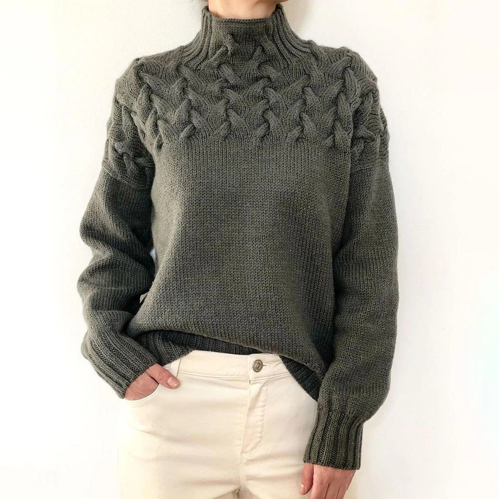 Elena | Warm Knitted Turtleneck Grey