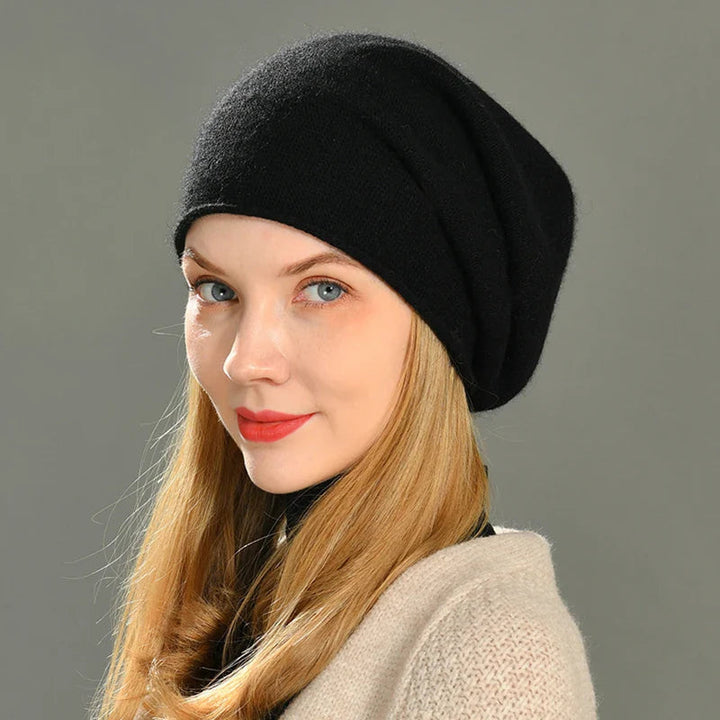 Emma | Cashmere Warm Knitted Hat Black