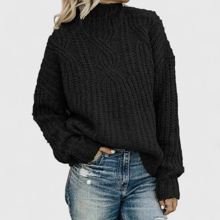 Stacy | Sophisticated Cable Knit Sweater Black