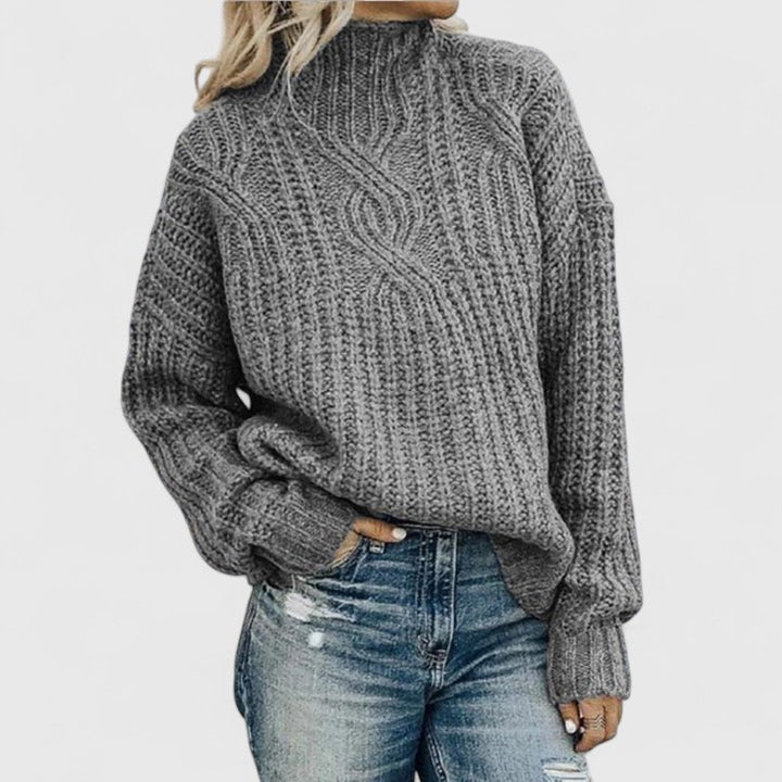 Stacy | Sophisticated Cable Knit Sweater Gray