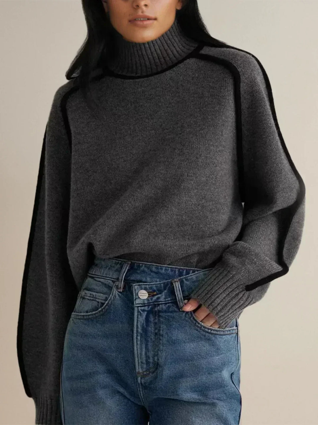 Donna | Elegant Turtleneck Sweater Grey