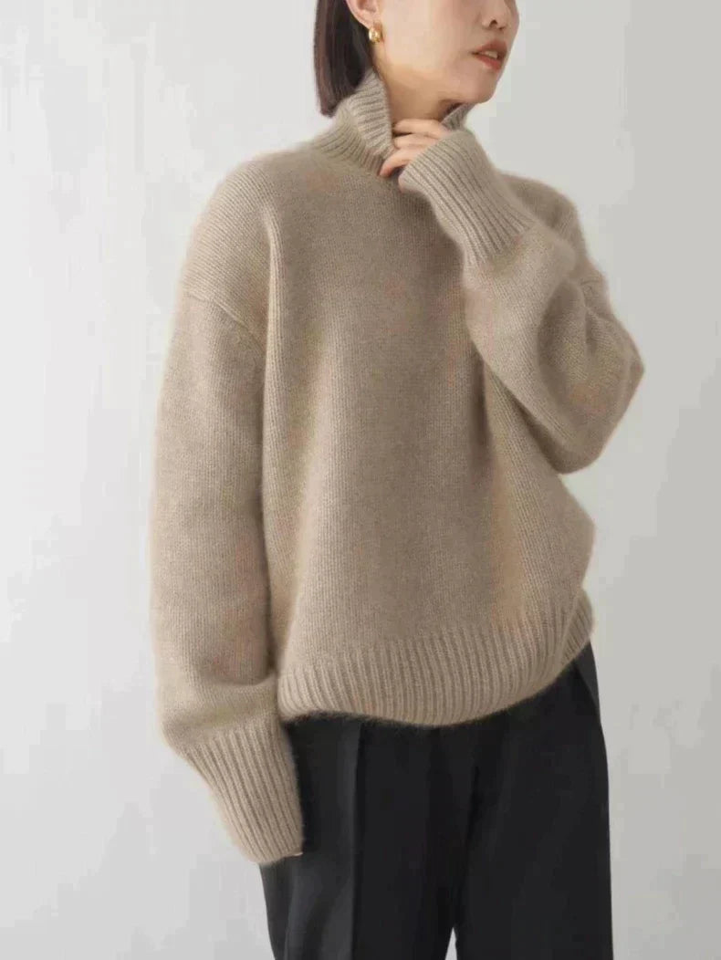 Anna | Luxurious Cashmere Roll Neck Jumper Khaki