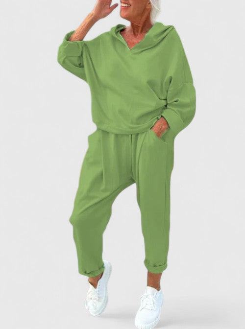 Fenna | Comfortable Hooded Sweatshirt Set Green